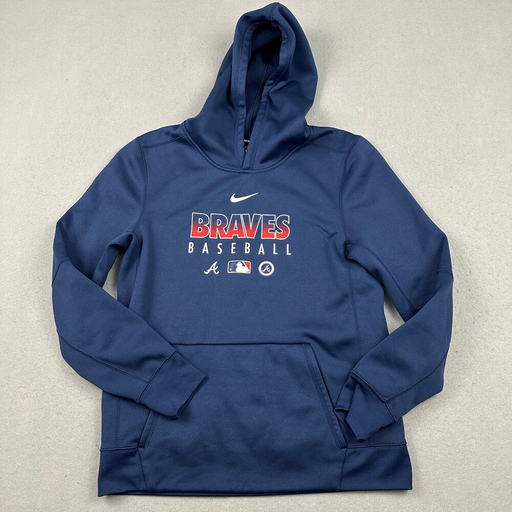 Atlanta Braves Hoodie Youth XL Blue Nike MLB Sweatshirt Pullover Baseball